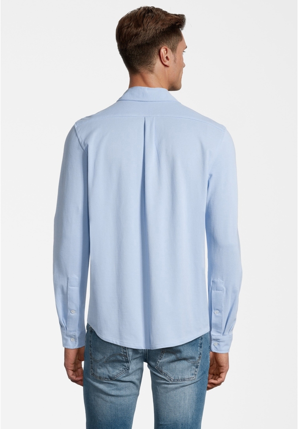 Piqué Hemd Langarm, hellblau Rückansicht