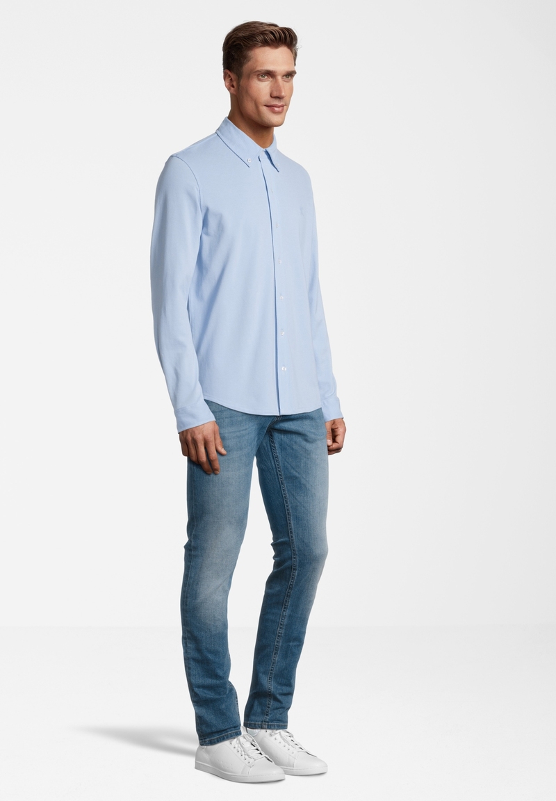 Piqué Hemd Langarm, hellblau Detailansicht 1