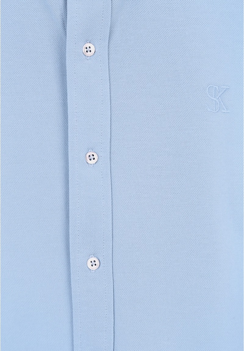 Piqué Hemd Langarm, hellblau Detailansicht 2
