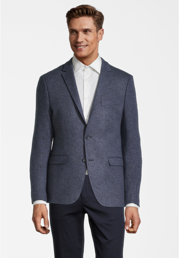 Jersey Sakko Wolle Melange, blau melange Frontansicht