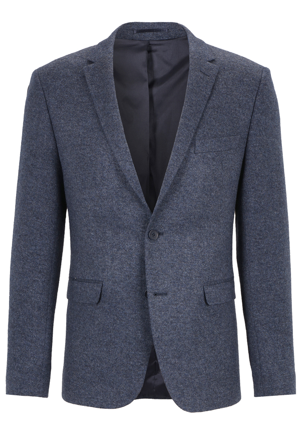 Jersey Sakko Wolle Melange, blau melange Detailansicht 2