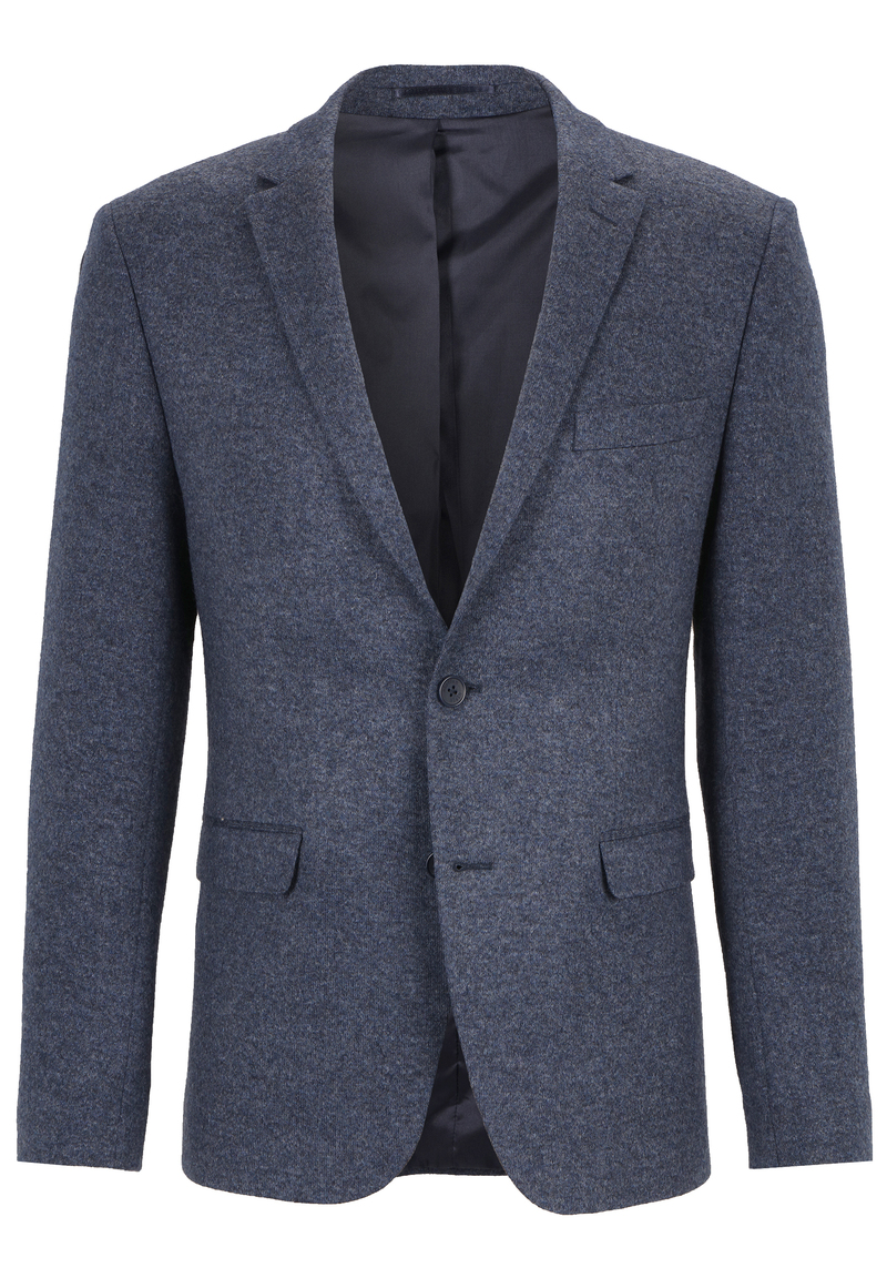 Jersey Sakko Wolle Melange, blau melange Detailansicht 2