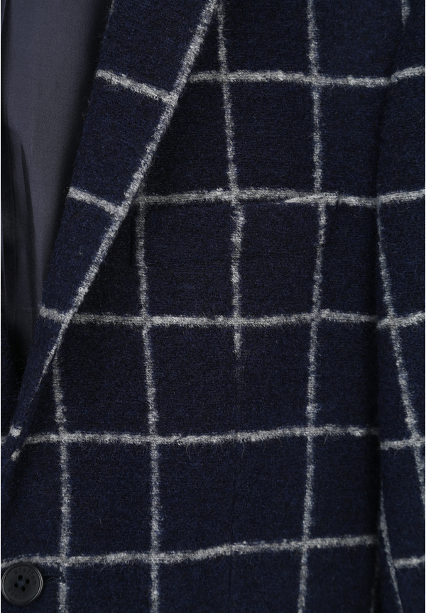 Jersey-Sakko Wolle Gitter-Karo, Marine