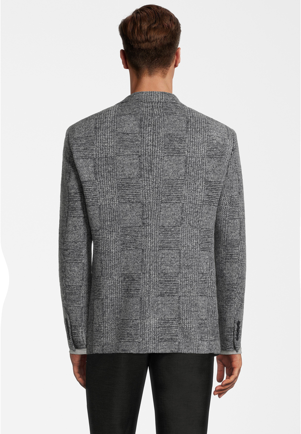 Jersey-Sakko Glencheck, grau-schwarz Rückansicht