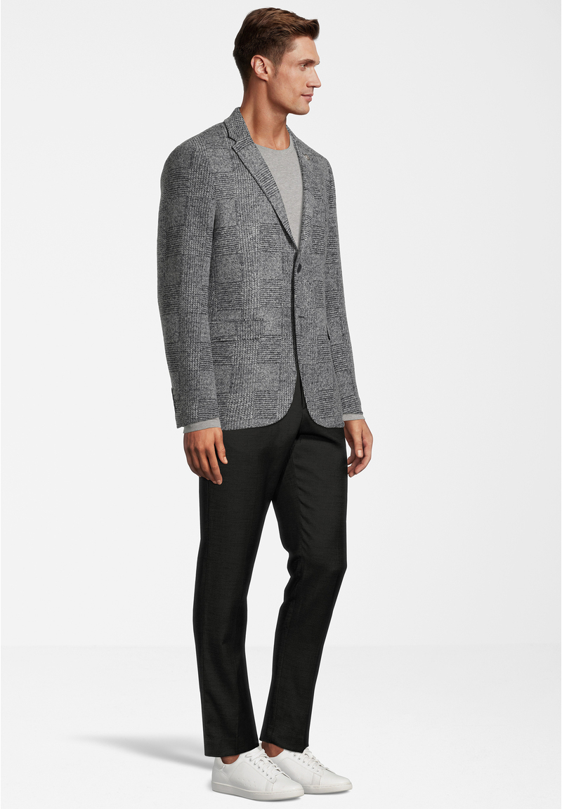 Jersey-Sakko Glencheck, grau-schwarz Detailansicht 1