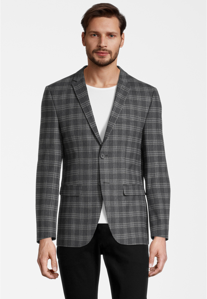 Sakko Karo, marine kariert Frontansicht