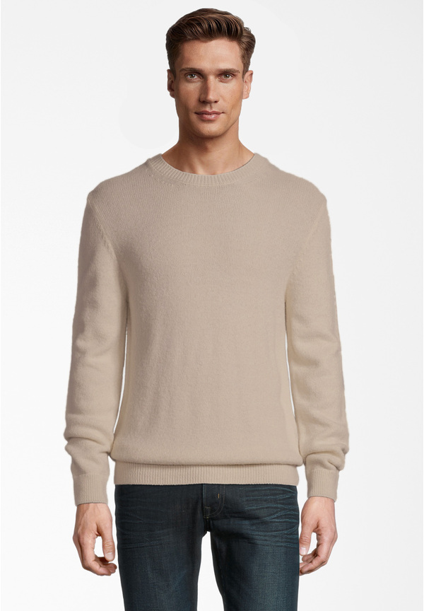 Pullover Rundhals Soft Touch, beige Frontansicht