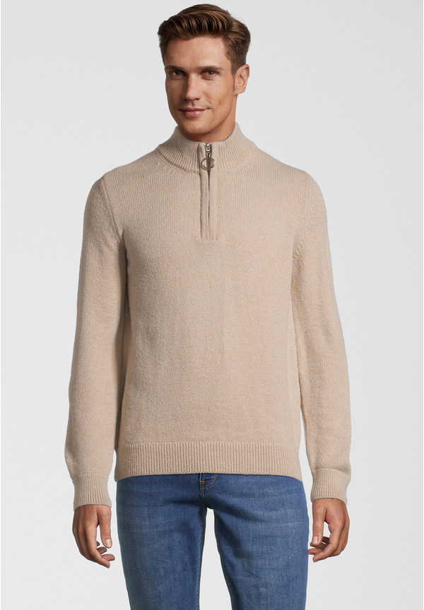 Pullover Troyer Soft Touch, beige Frontansicht