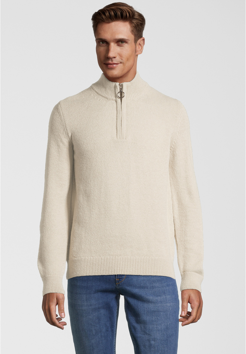 Pullover Troyer Soft Touch, creme Frontansicht