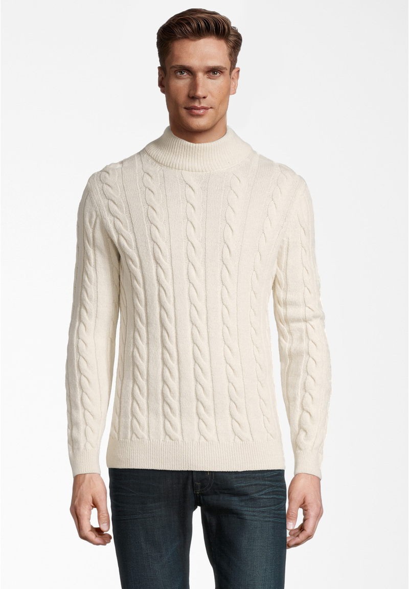 Pullover Zopfmuster Soft Touch, creme Frontansicht