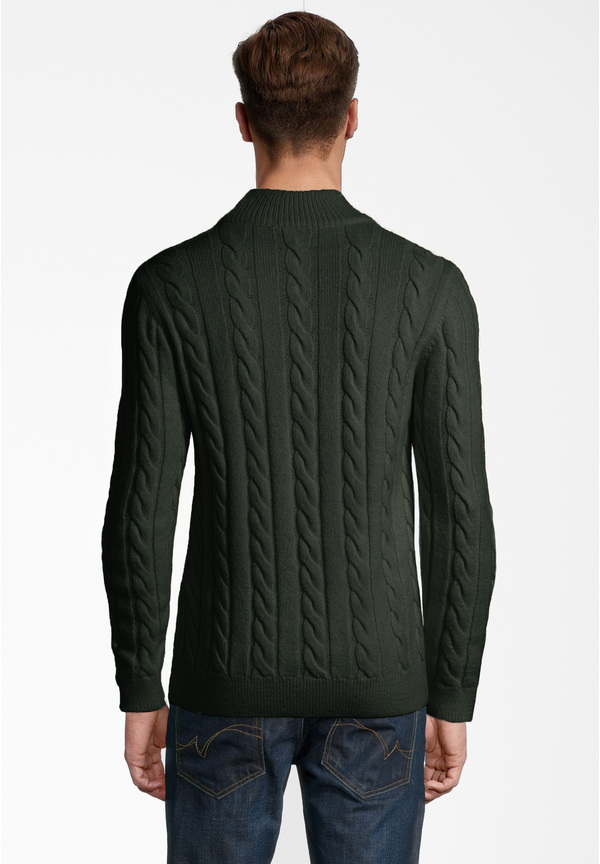 Pullover Zopfmuster Soft Touch, khaki Rückansicht