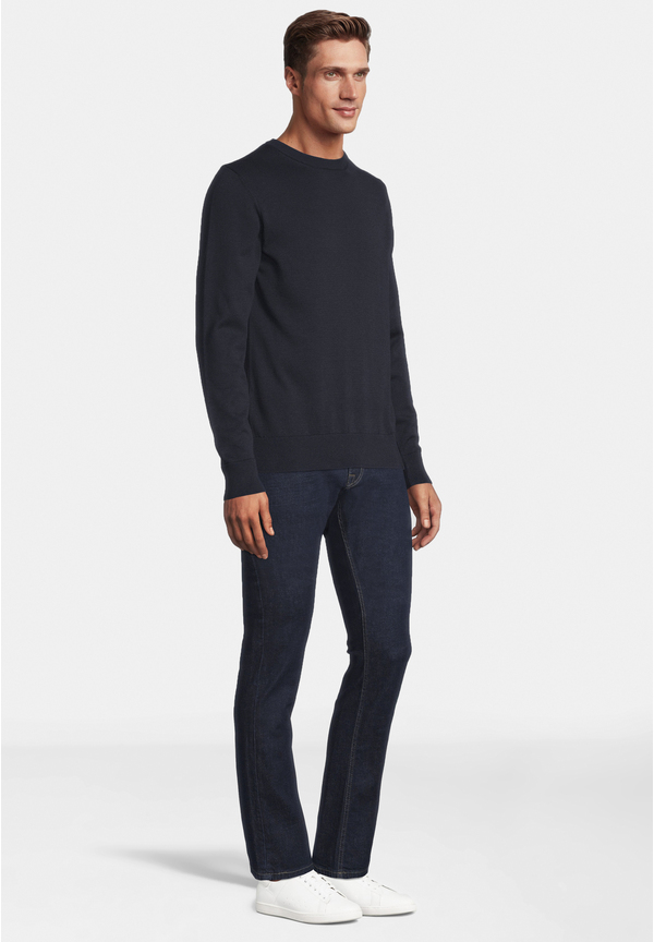 Pullover Rundhals Baumwoll Mix, Marine Detailansicht 1