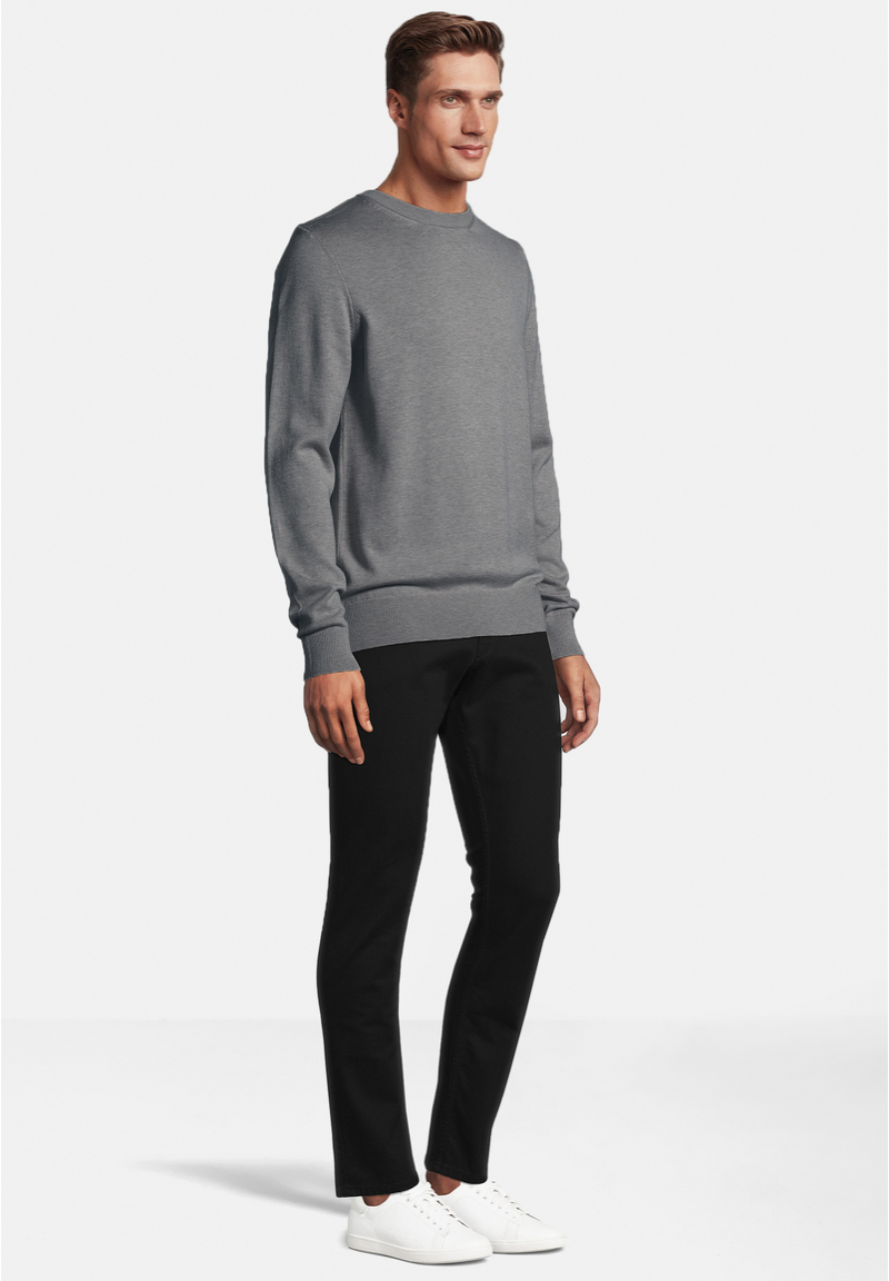 Pullover Rundhals Baumwoll Mix, grau melange Detailansicht 1