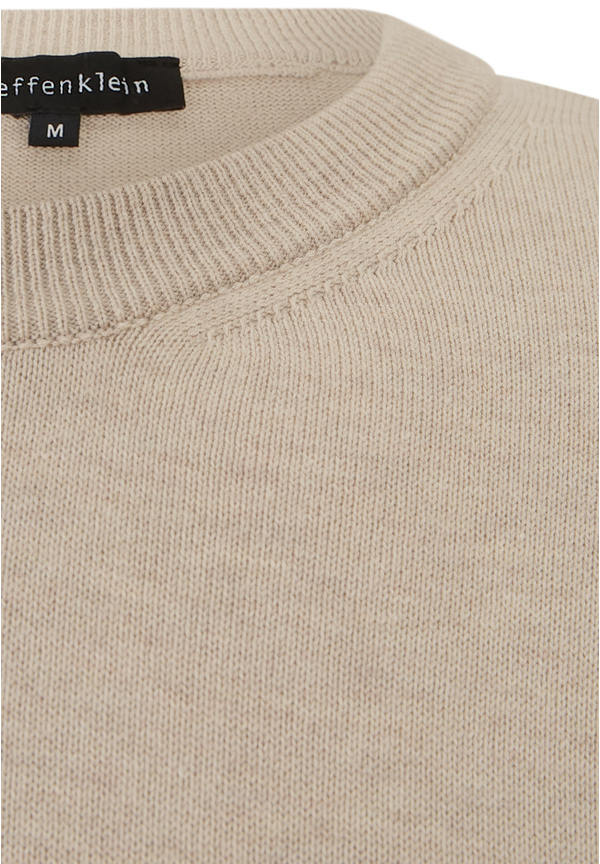 Pullover Rundhals Baumwoll Mix, beige melange
