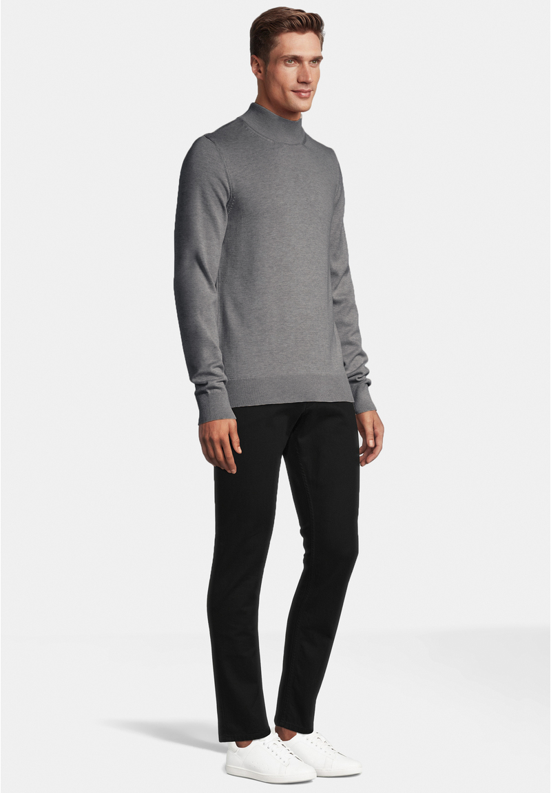 Pullover Stehbund Baumwoll Mix, grau melange Detailansicht 1