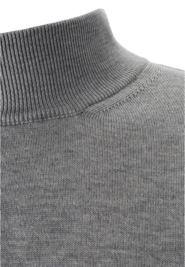 Pullover Stehbund Baumwoll Mix, grau melange