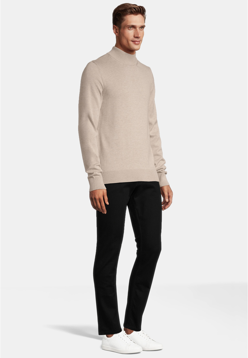 Pullover Stehbund Baumwoll Mix, beige melange Detailansicht 1