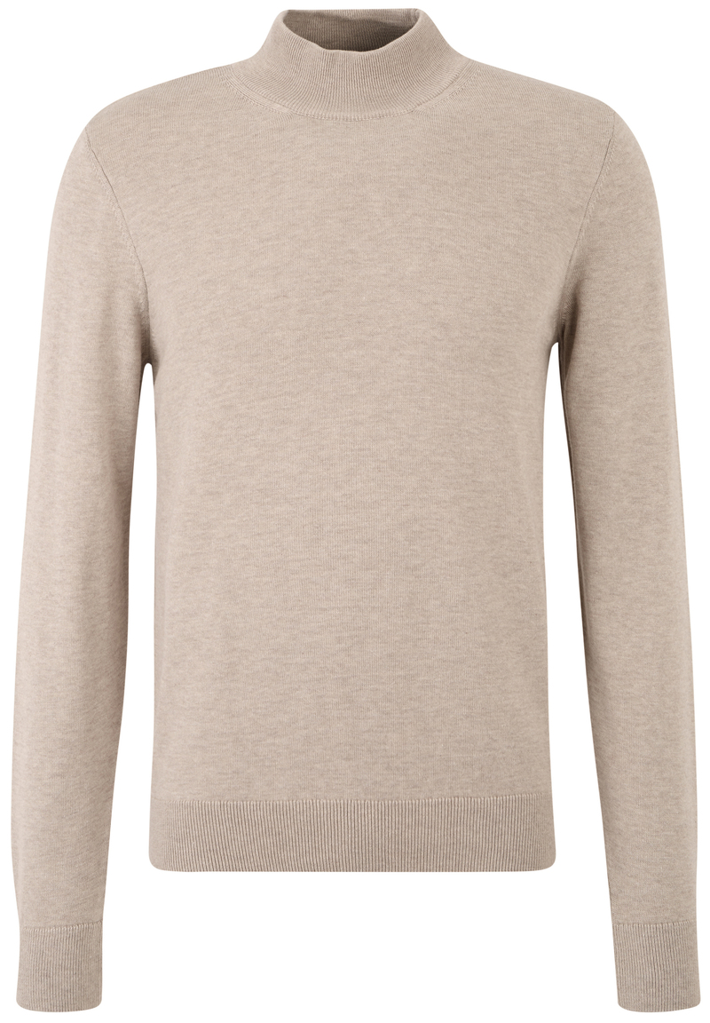 Pullover Stehbund Baumwoll Mix, beige melange Detailansicht 2