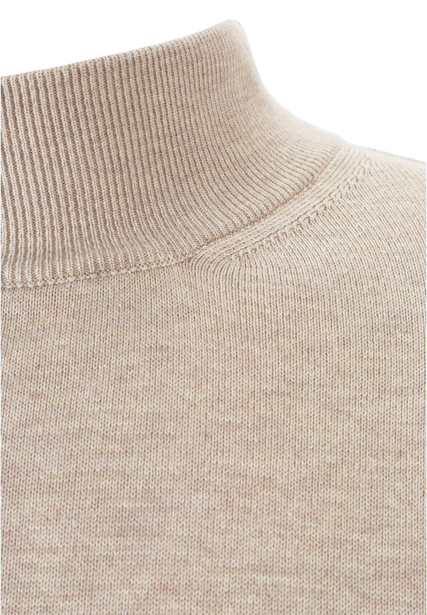 Pullover Stehbund Baumwoll Mix, beige melange