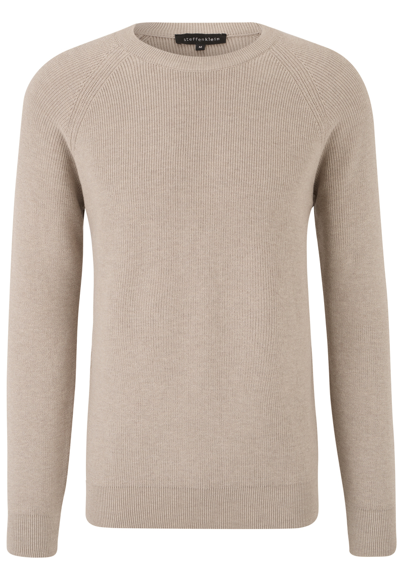 Pullover Raglan Baumwoll Mix, beige melange Detailansicht 2