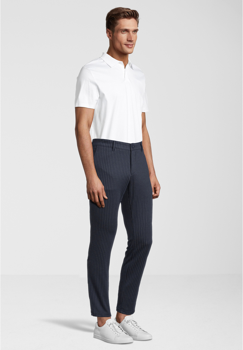 Hose Nadelstreifen Elastisch, Marine Detailansicht 1