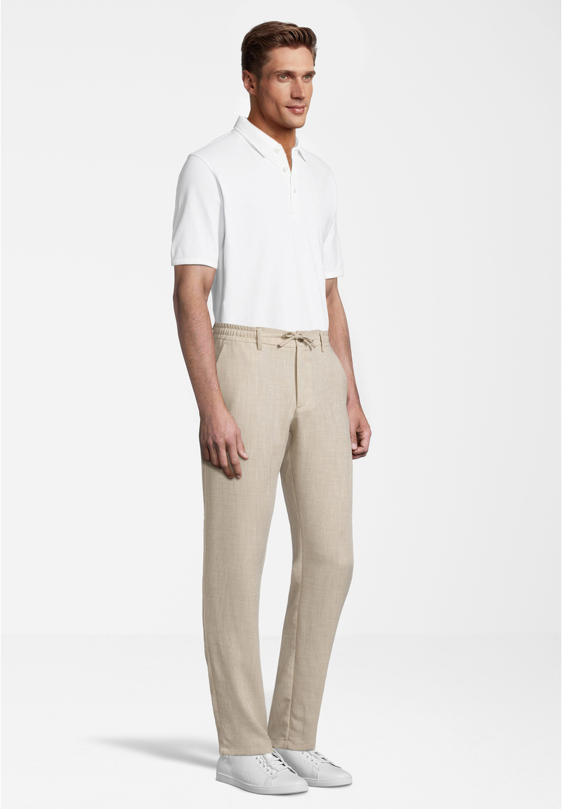Hose im Jogging-Stil und Leinen-Look, sand Detailansicht 1