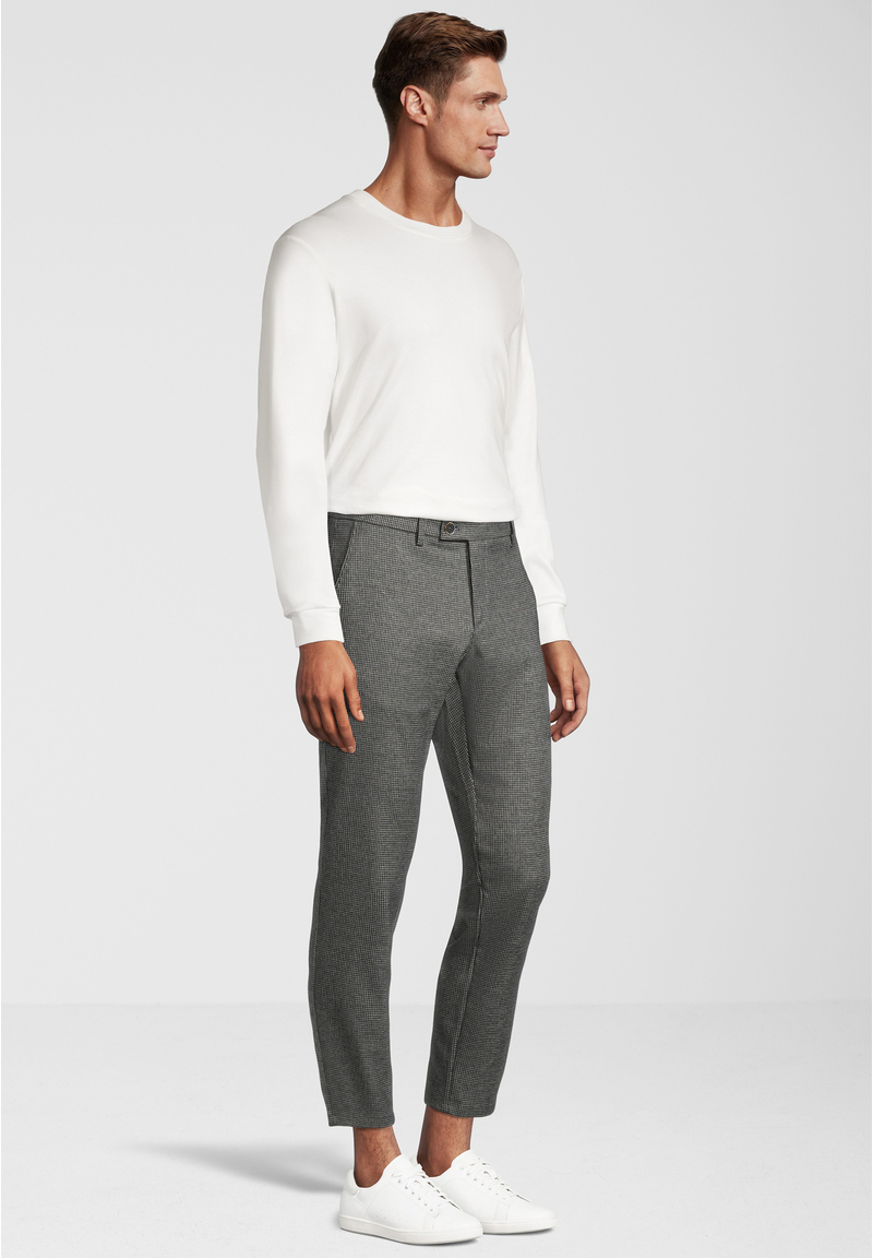 Hose knöchellang zweifarbig, schwarz-weiss Detailansicht 1