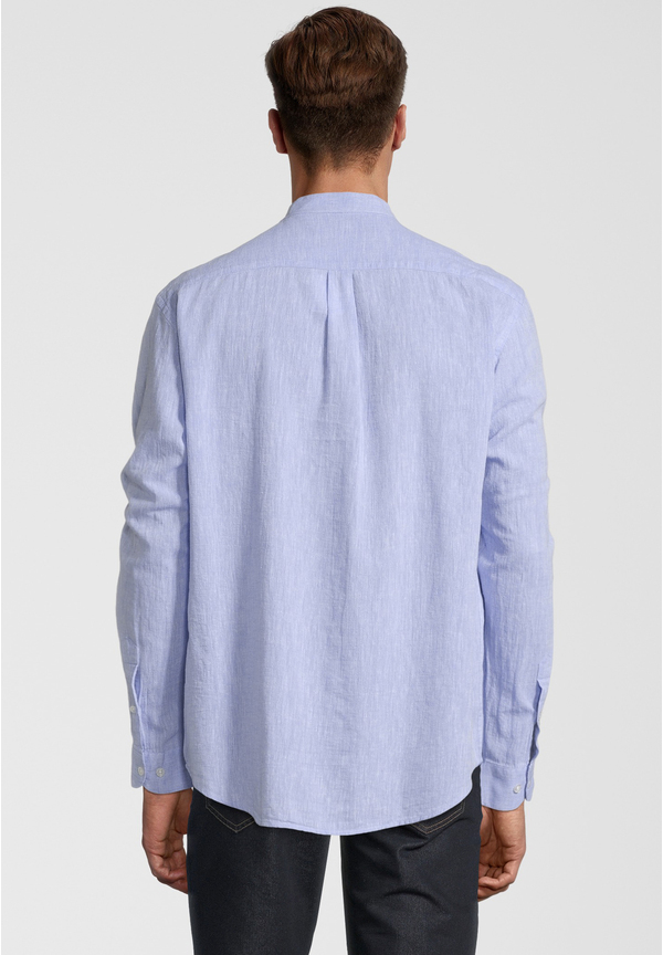 Hemd Stehbund Leinen-Mix, hellblau Rückansicht