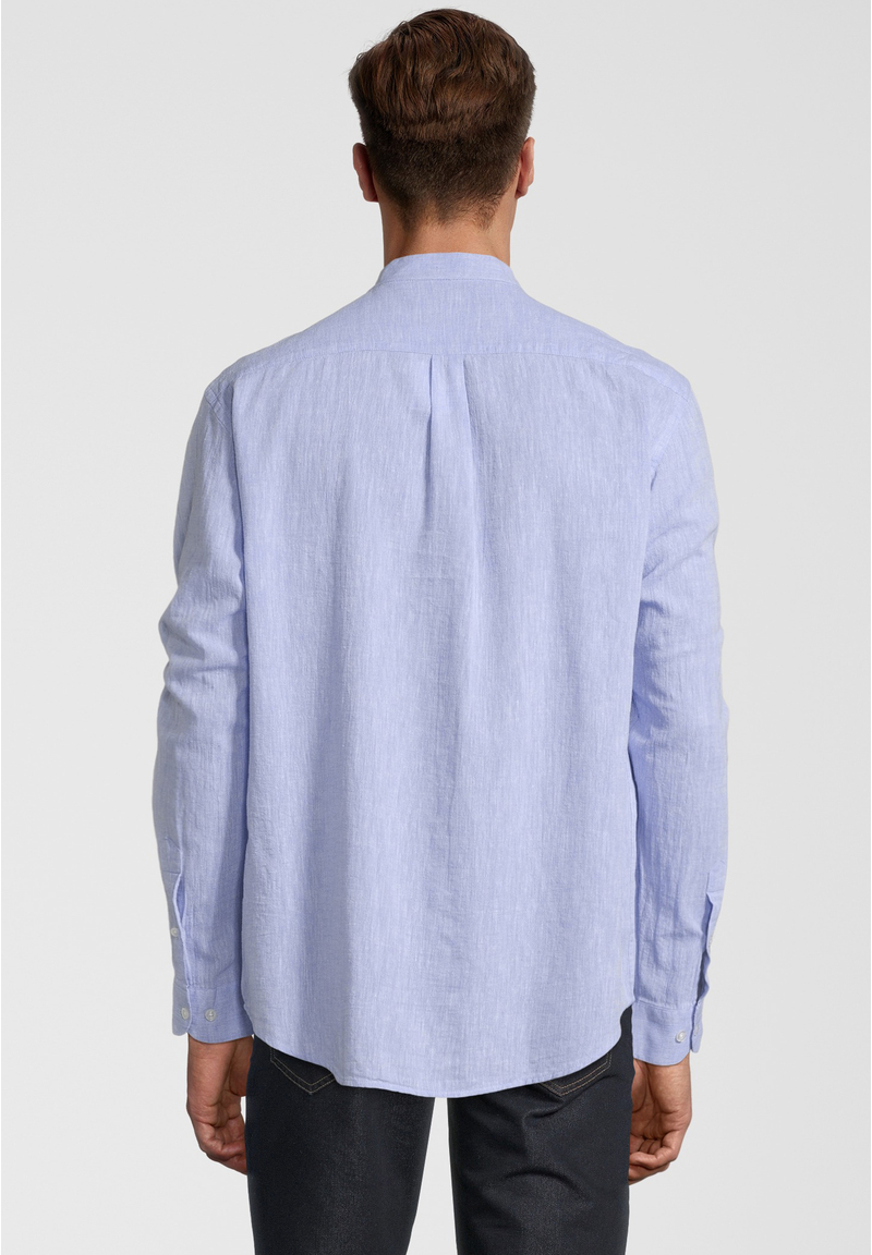 Hemd Stehbund Leinen-Mix, hellblau Rückansicht