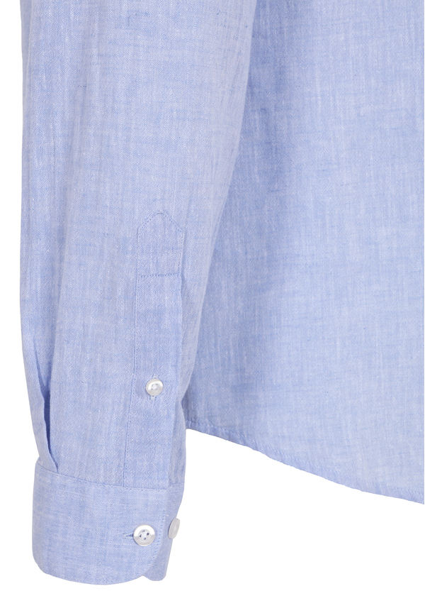 Hemd Stehbund Leinen-Mix, hellblau Detailansicht 2