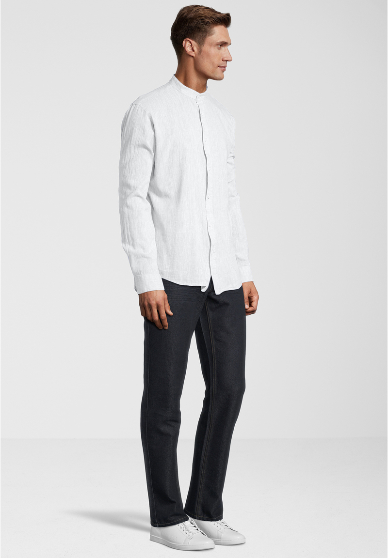 Hemd Stehbund Leinen-Mix, weiß Detailansicht 1