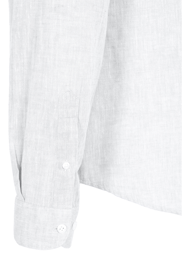 Hemd Stehbund Leinen-Mix, weiß Detailansicht 2
