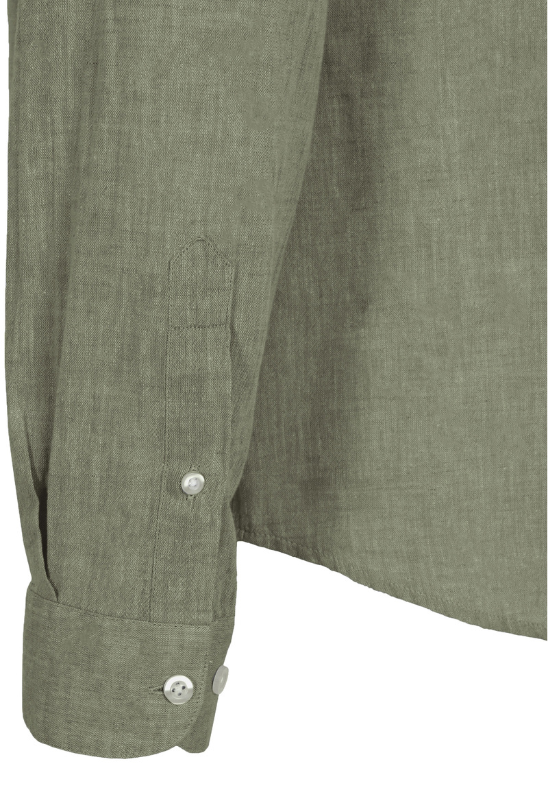 Hemd Stehbund Leinen-Mix, khaki 