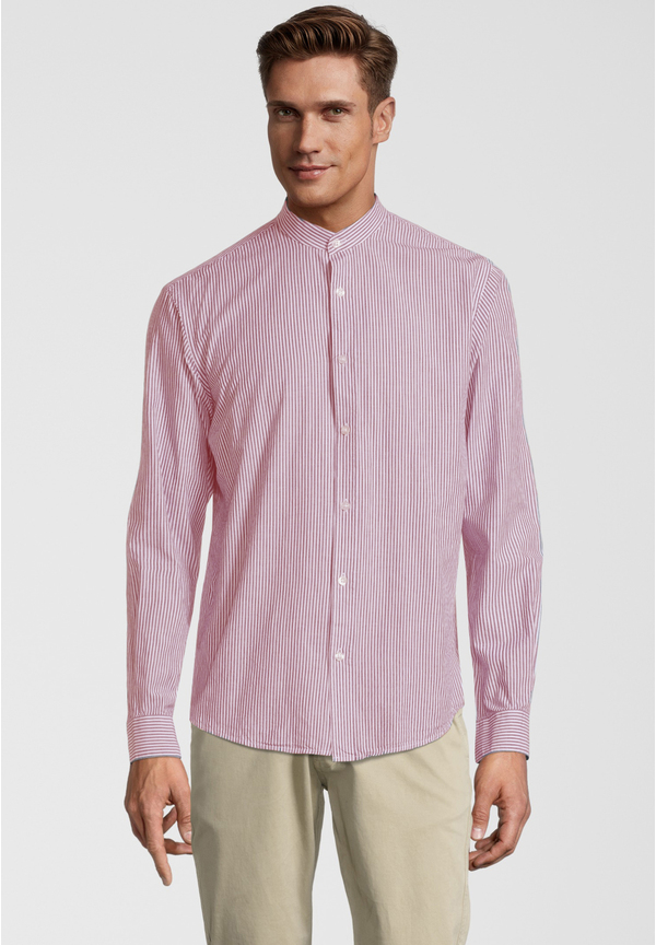 Hemd Streifen Stehkragen, rot Frontansicht