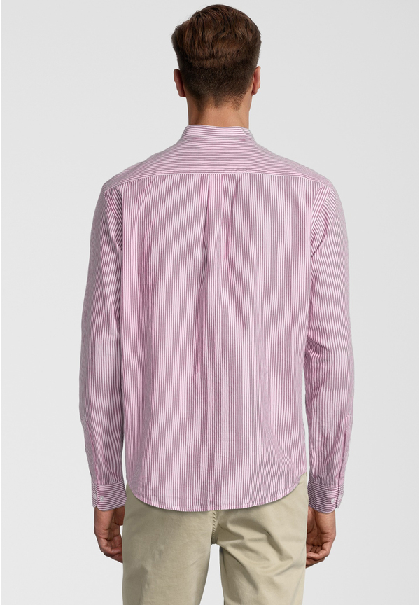 Hemd Streifen Stehkragen, rot Rückansicht