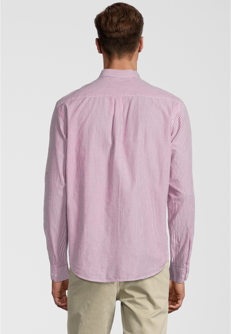 Hemd Streifen Stehkragen, rot Rückansicht