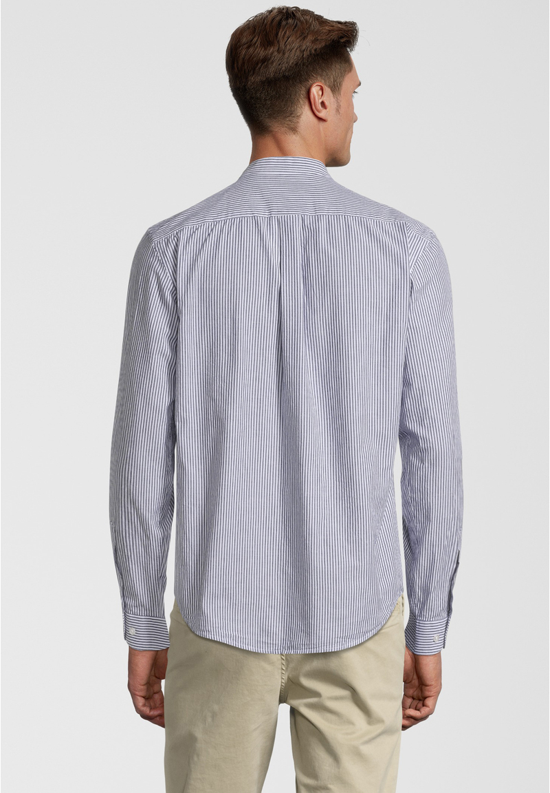 Hemd Streifen Stehkragen, Marine Rückansicht