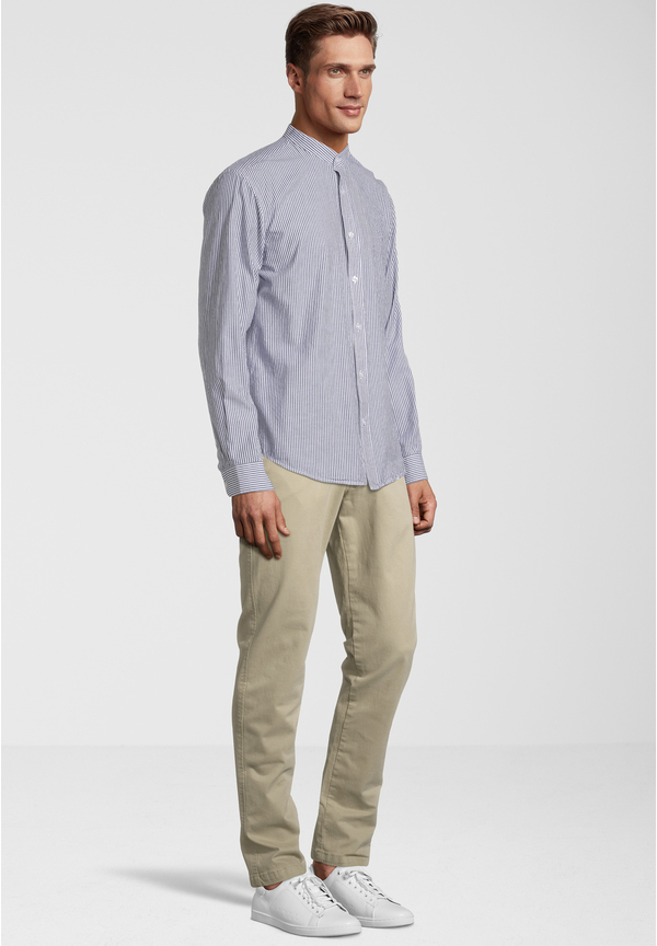 Hemd Streifen Stehkragen, Marine Detailansicht 1