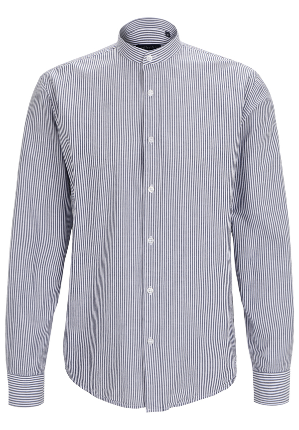 Hemd Streifen Stehkragen, Marine Detailansicht 2