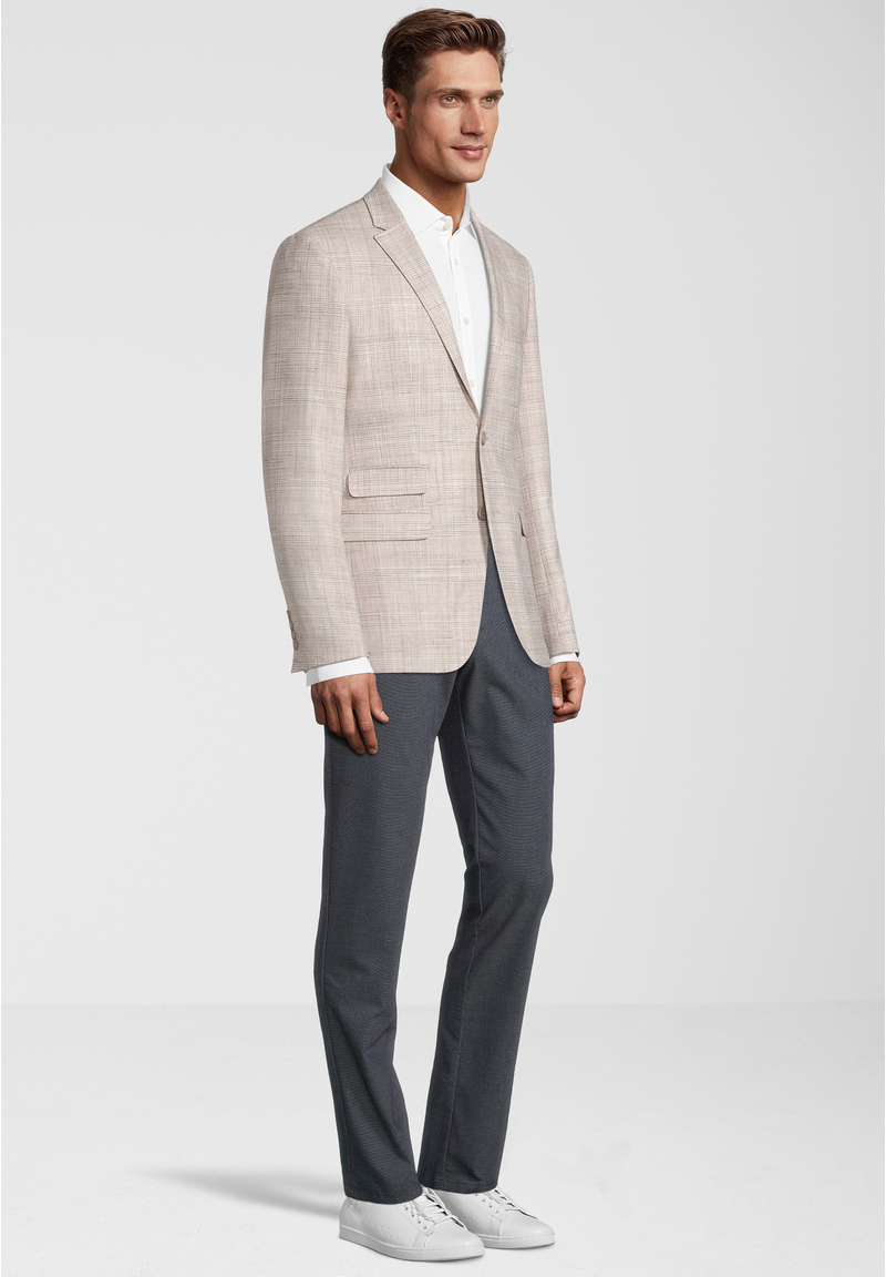 Kariertes Sakko Slim Fit, beige Detailansicht 1