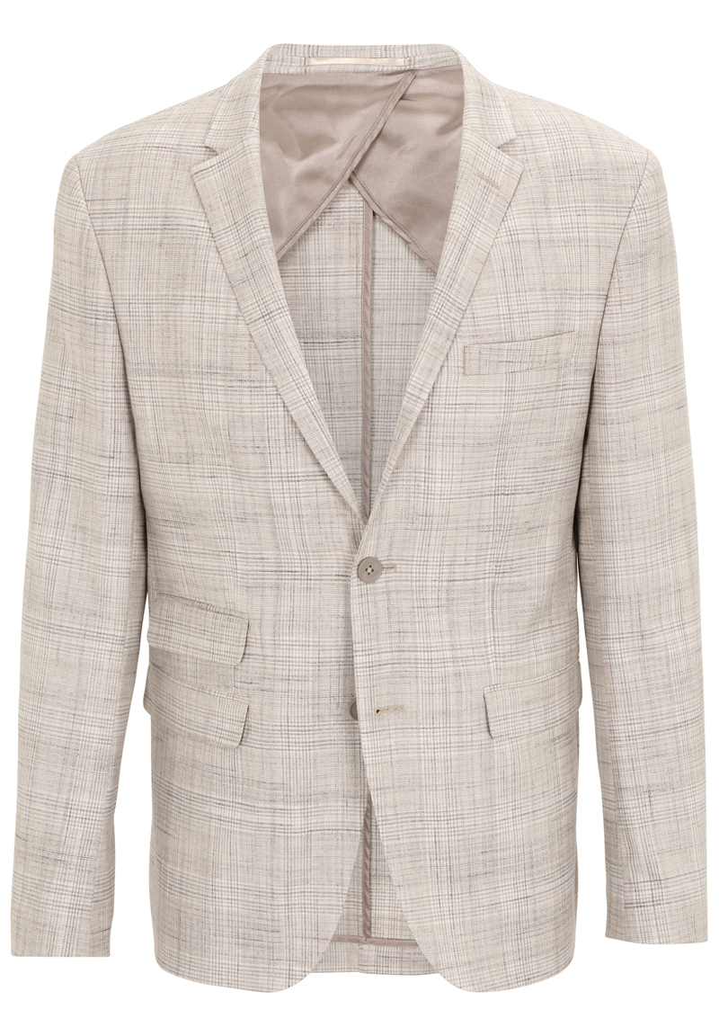 Kariertes Sakko Slim Fit, beige Detailansicht 2