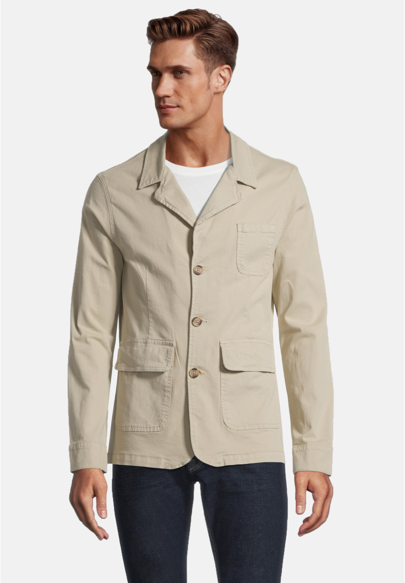 Baumwoll-Sakko, beige Frontansicht