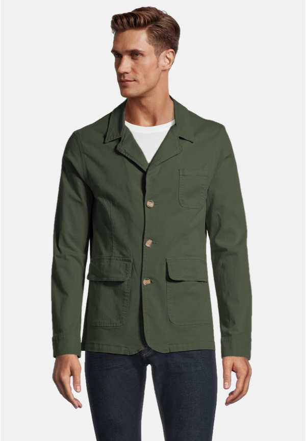 Baumwoll-Sakko, khaki Frontansicht