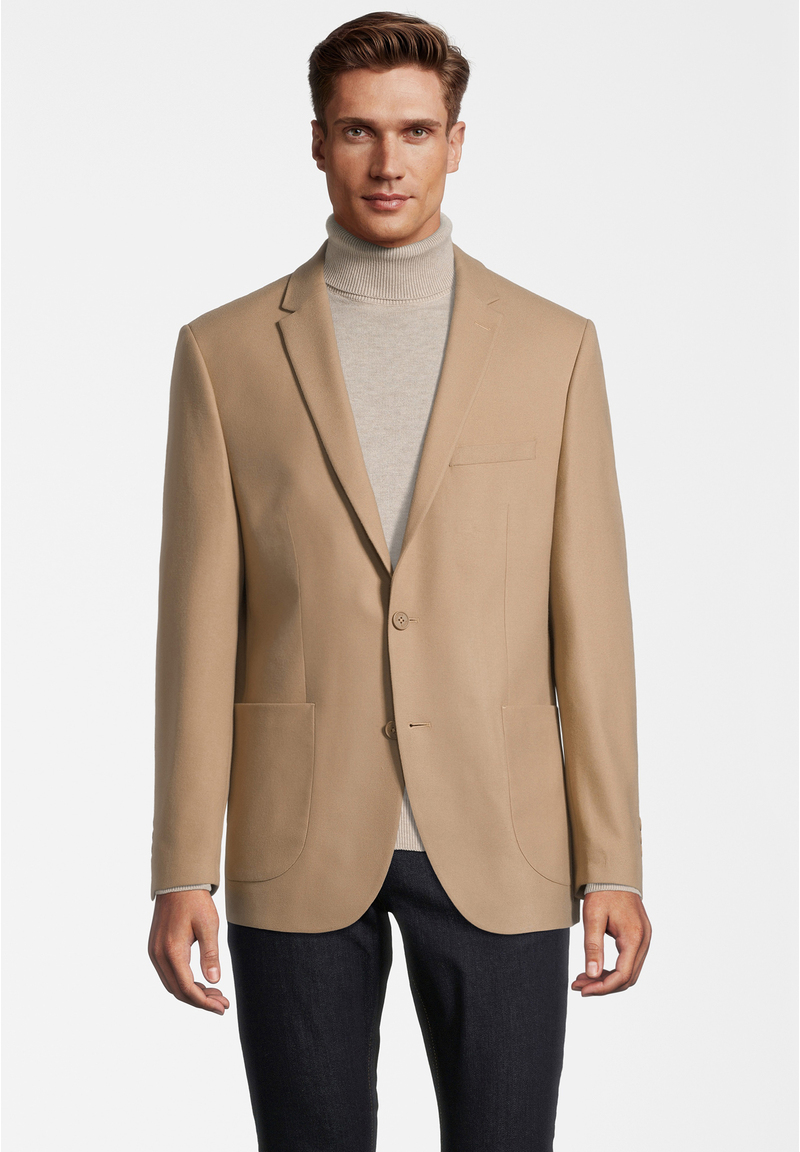 Sakko aufgesetzte Taschen, beige Frontansicht