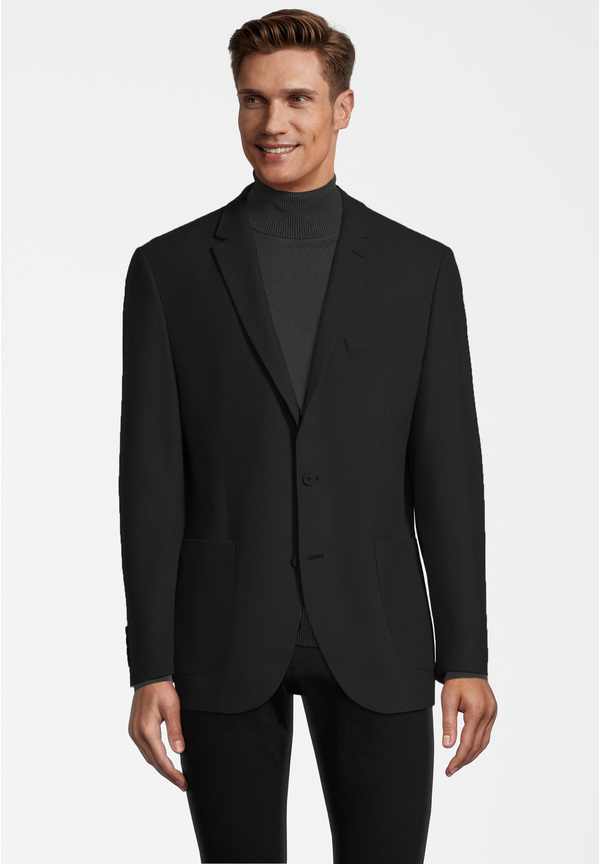 Sakko aufgesetzte Taschen, schwarz Frontansicht