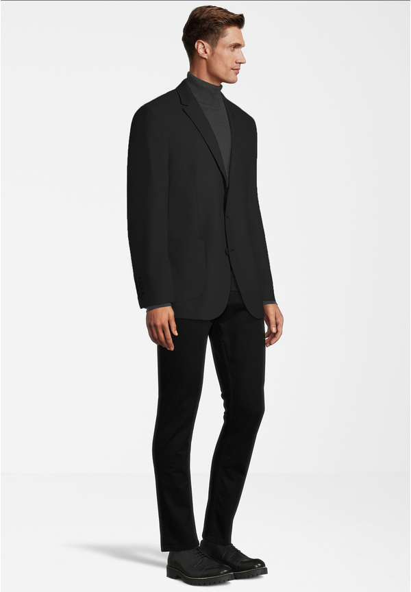 Sakko aufgesetzte Taschen, schwarz Detailansicht 1