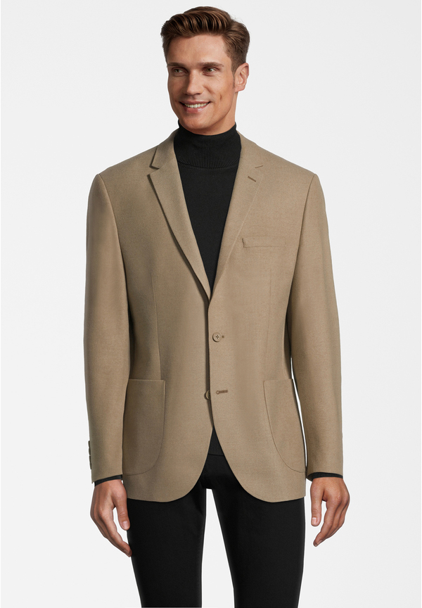 Sakko aufgesetzte Taschen, beige Frontansicht