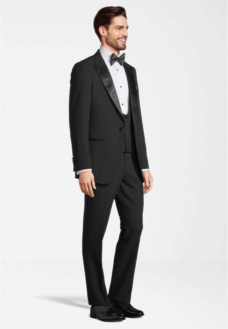 5-piece tuxedo with bow tie and pocket square, schwarz
