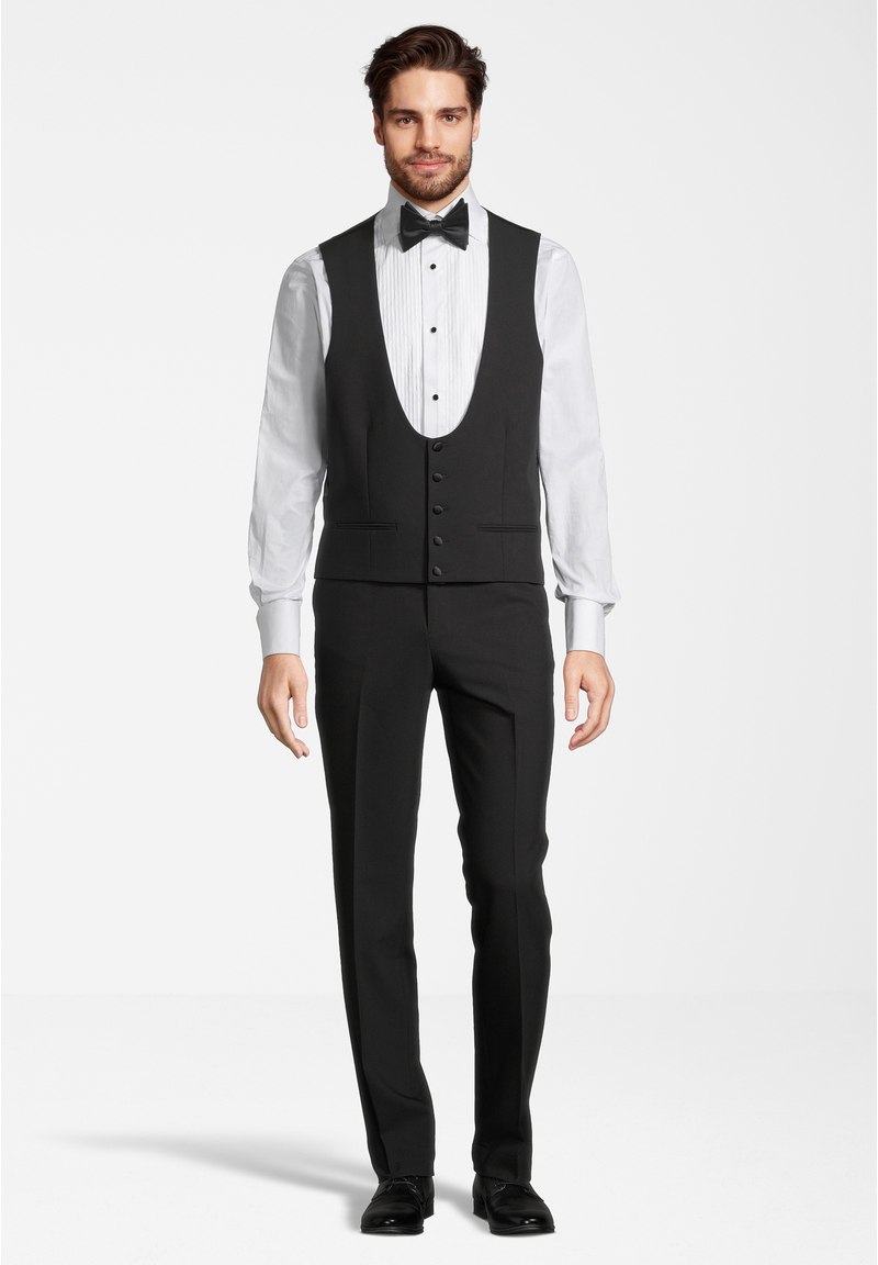 5-piece tuxedo with bow tie and pocket square, schwarz