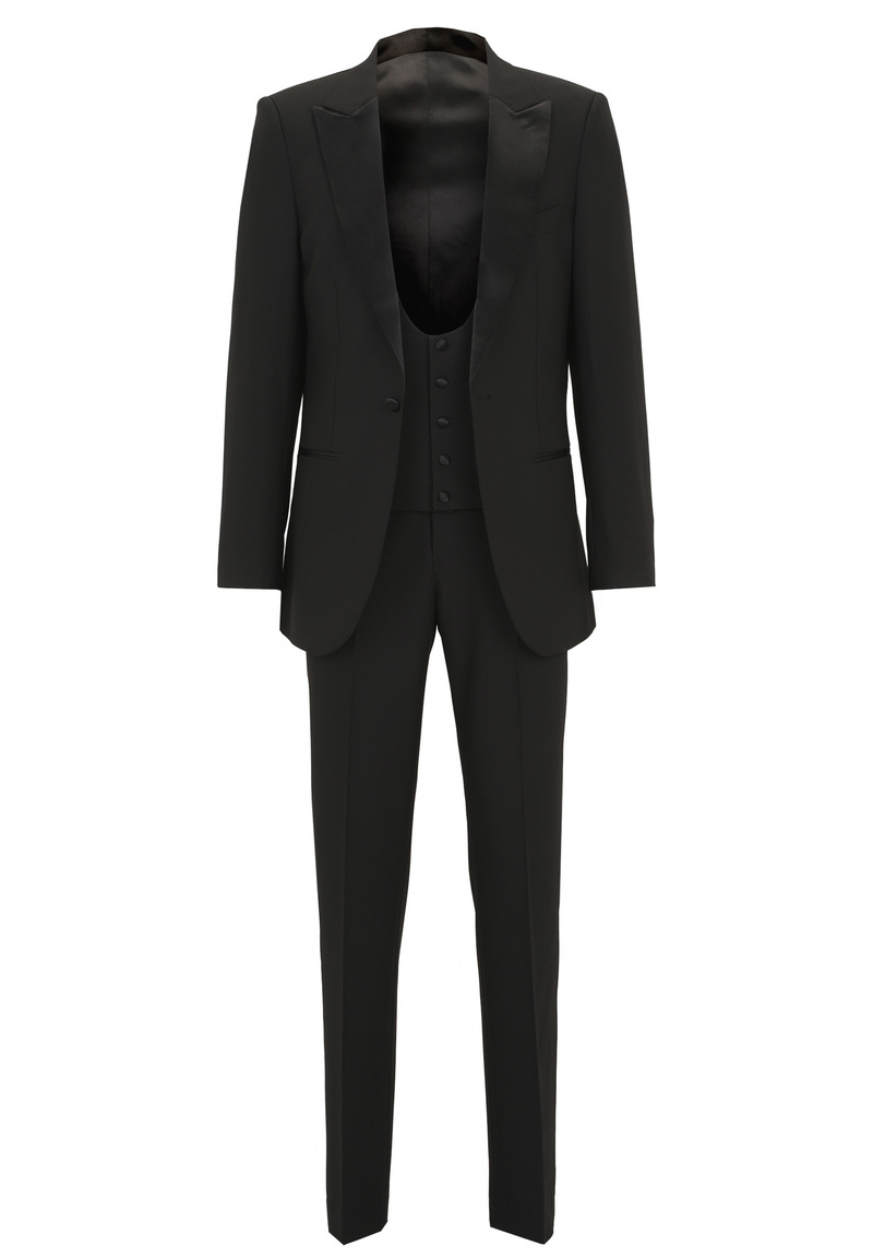 5-piece tuxedo with bow tie and pocket square, schwarz